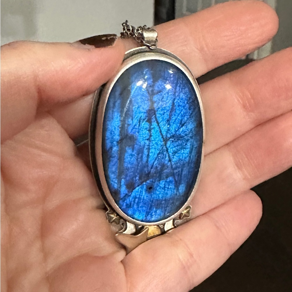 Gems for Ashes blue lab pendant